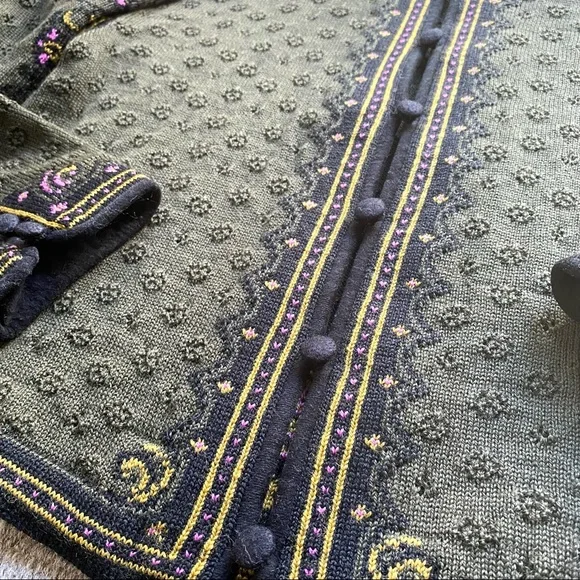 DALE OF NORWAY Olive and Violet Embroidered Cardigan,size Large - Picture 5 of 8